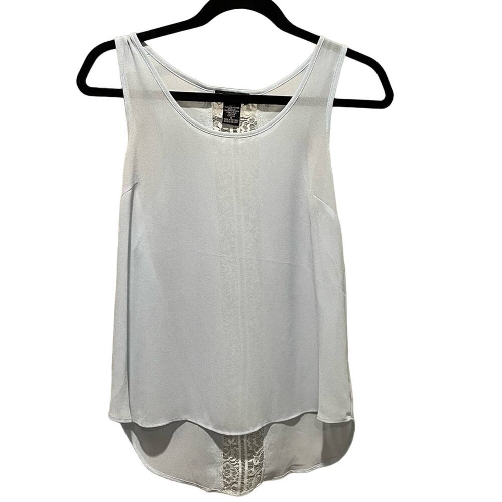 Timing Brand Sheer High-Low Tank Top With Lace Detail on Back - Small